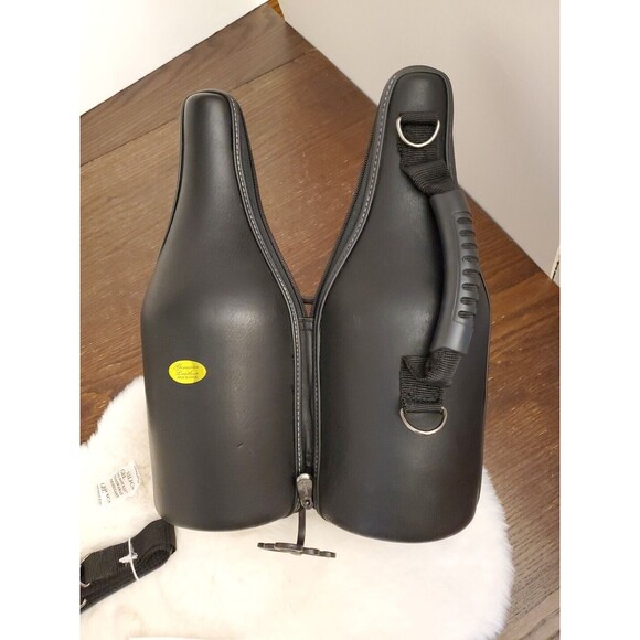 CaddyO 06' Genuine Blk Leather Wine Bottle Cooler Zip Carrier 7 Extra Essentials - Picture 3 of 16